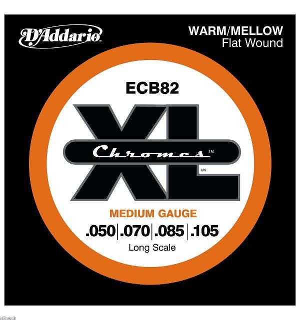 D'Addario ECB82 Medium Set Chromes Flat Wound Bassnaren .050/.105