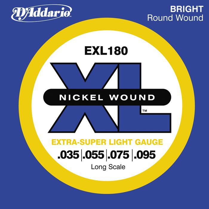 D'Addario EXL180  Roundwound Extra Super Light Bassnaren  .035/.095