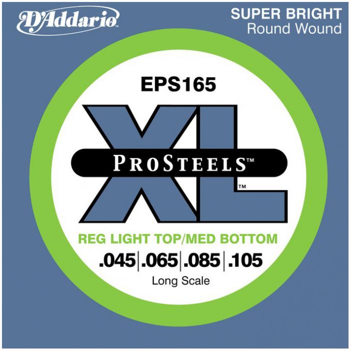 D'Addario EPS165 ProSteel Regular Light Top-Medium Bottom Bassnaren .045/.105