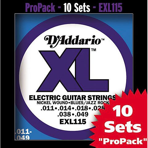 D'Addario EXL115 10 sets! .011/.049 
