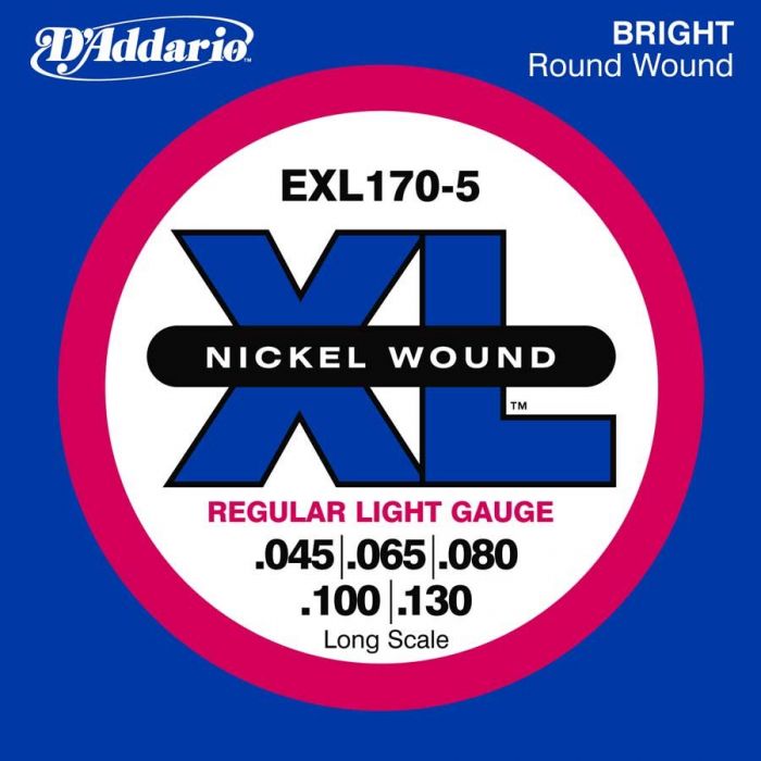 D'Addario EXL170-5  Roundwound Bassnaren  .045/.130